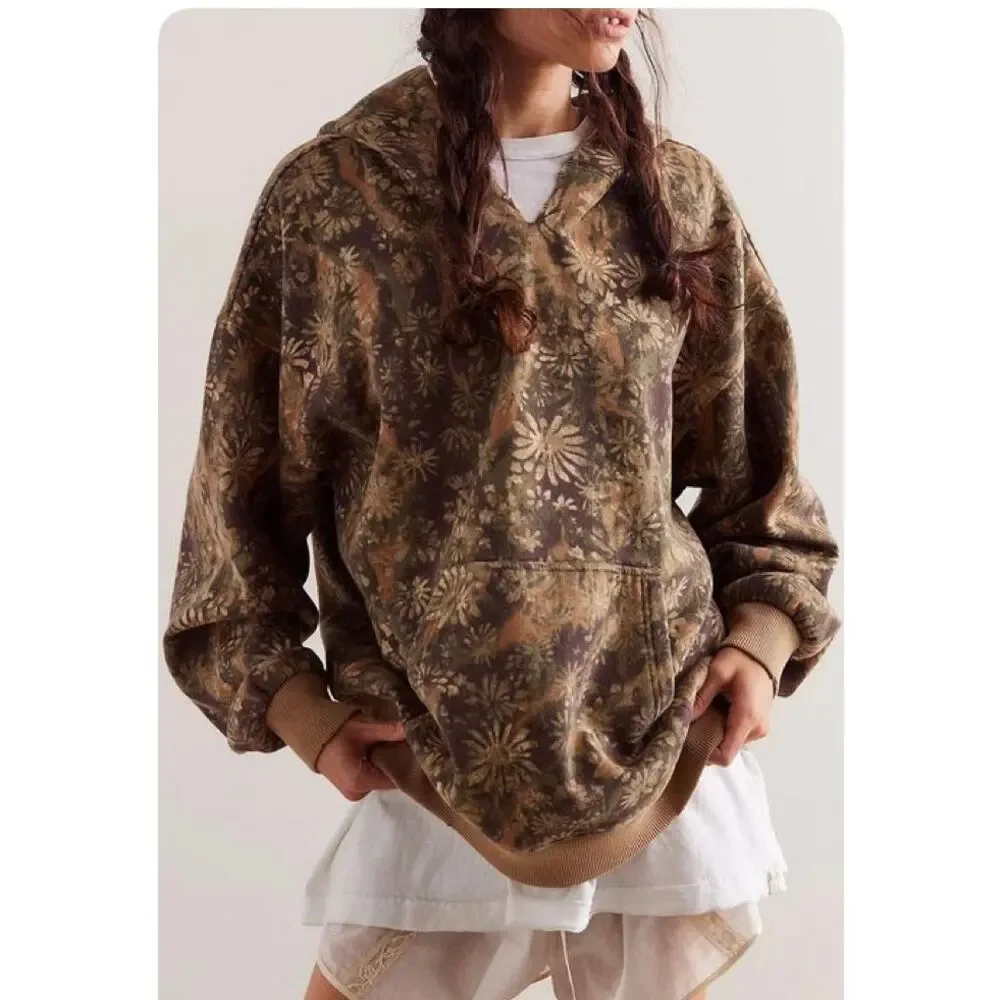 NWT / Free People / It’s a Vibe Hoodie Floral Camo Combo / sz s - Picture 3 of 3